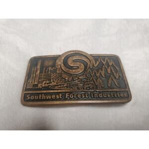 Vintage Belt Buckle Solid Brass- Southwest Forest Industries- USA 1984.